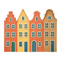 Fototapeta premium PNG Colorful wooden townhouses decor