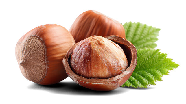 hazelnuts on a white background