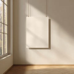 A Minimalist Interior Space Highlighting a Blank Canvas Against a Bright Window with Soft Natural Light