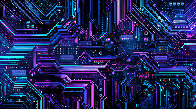 Motherboard technology abstract texture design. Creative idea AI banner concept for internet technology. Software coding. Digital concept for poster, cover, banner, header, web, presentation template.