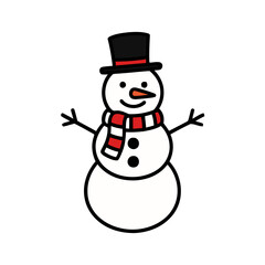 Cheerful Snowman with Scarf and Top Hat in a Festive Winter Holiday Graphic