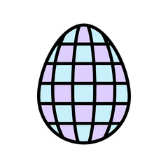 Egg Shaped Decorative Sphere with Light Blue and Lavender Square Panes