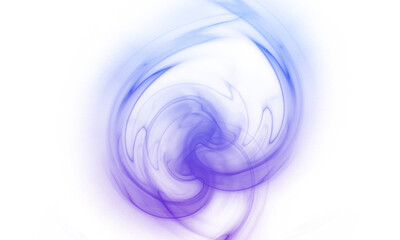Abstract swirl of blue and purple smoke a delicate and ethereal design element isolated on a white background
