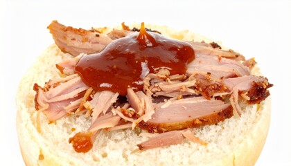 Pulled Bbq Sandwich Bun Topped with Sauce Homemade Restaurant Quick Meal Fast Food