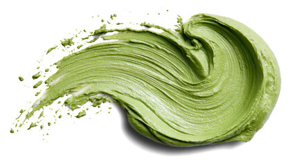 Pistachio green face mask smear, rich creamy matte texture, natural tone on white background. Transparent background