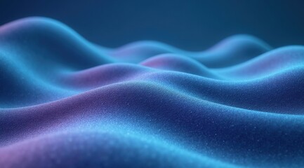 Abstract background with smooth waves in blue and purple tones. Futuristic landscape with shimmering particles. Ideal for technology, science and presentations