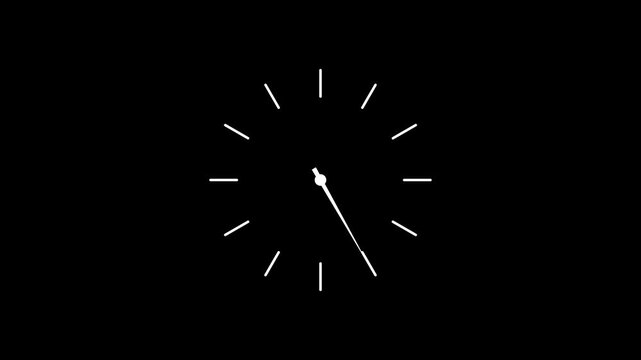 Clock spinning, watch animation on transparent background with alpha channel. Clock icon flat style 24 hours day fast speed with moving timer.  Clock Time Lapse Black clock icon . Stopwatch animation