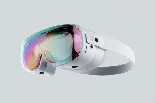 VR headset 3D vector design in minimalist style. Virtual reality technology concept for innovation and gaming marketing.