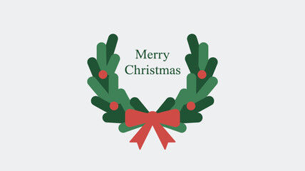 Festive christmas wreath illustration with 'merry christmas' text