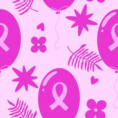 Breast cancer month seamless pink ribbon day mammogram pattern for medical accessories and medicine textiles