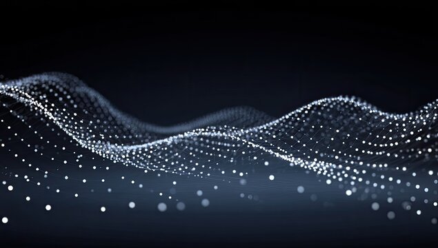 Wavy matrix of small glowing dots against a dark blue background