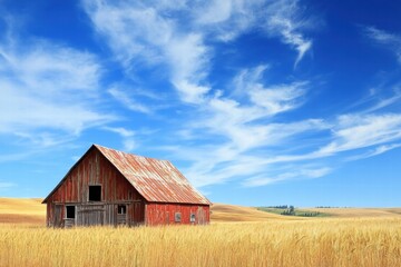 Obraz premium Old barn with blue sky and clouds