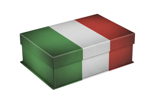 Italian flag gift box isolated on transparent background