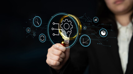 Business innovation and research for process automation. A concept of developing new ideas and technology for strategic growth and market analysis. Motif