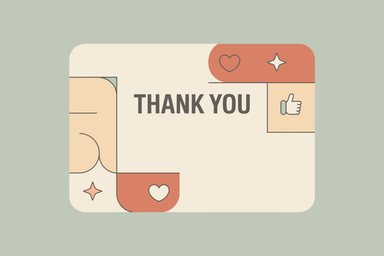 Thank you card illustration with appreciation and thanks icons