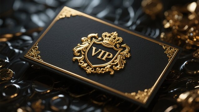 elegant black metal with glowing vip gold engraving