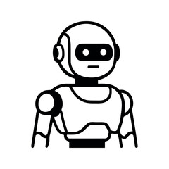 Stylized Robot Character with a Geometric Design on White
