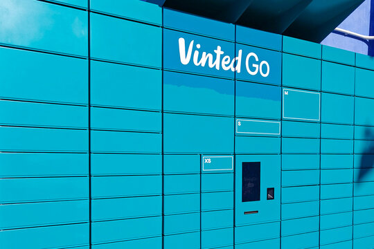 Finestrat, Spain- 10 November 2025: Vinted go locker. Vinted is online platform for buying, selling, and swapping secondhand fashion, with Vinted Go providing easy shipping between buyers and sellers