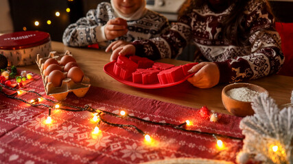 Christmas baking with kids, festive holiday season, making cookies together