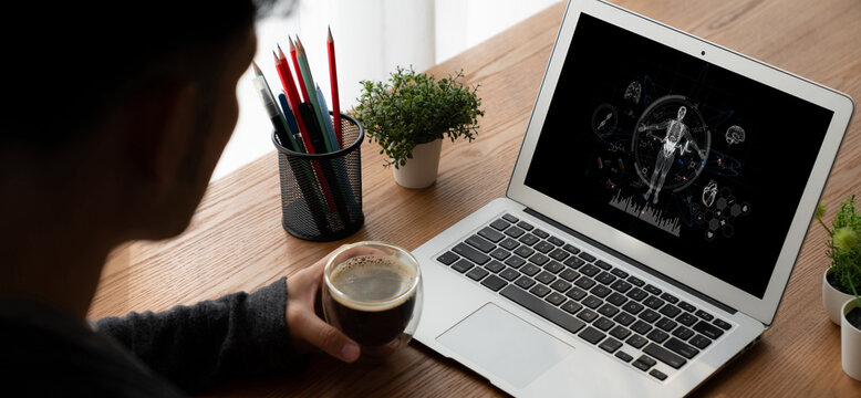 Medical science technology and futuristic healthcare virtual computer software analyze human health and diagnose disease for doctor data and medical research. brisk - Powered by Adobe