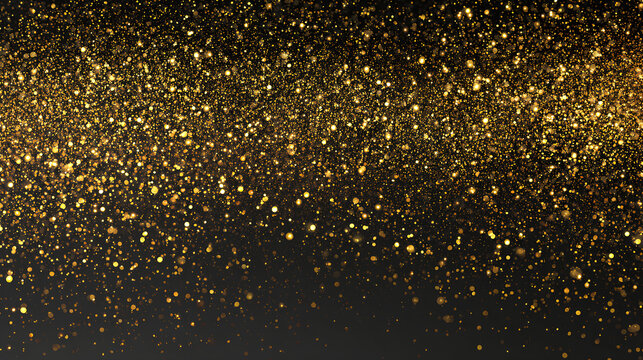 Scattering of shiny gold confetti particles, golden glitter, holiday decoration Stock Vector
