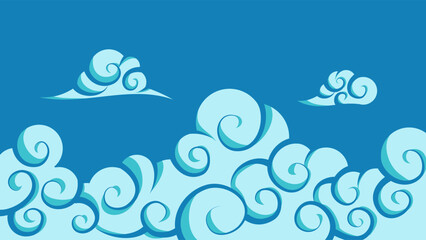 Vector of sky with cloud swirls, flat style, perfect for serene themes