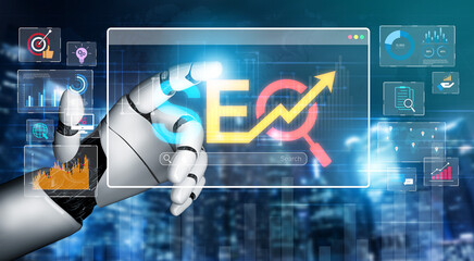 AI improves SEO visibility using intelligent optimization tools, keyword analytics, and smart...