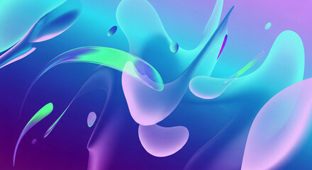 Vibrant liquid abstract shapes flow dynamically in a gradient cosmic background, creating a modern and ethereal design perfect for digital presentations and artistic concepts