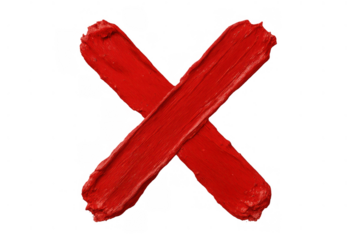 Red cross mark indicating rejection, error, wrong choice, or cancellation on transparent alpha background