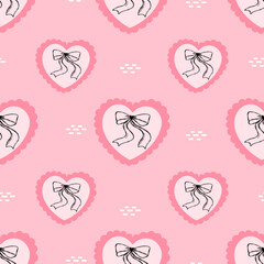 Whimsical doodle bow vector seamless pattern. Background for gift wrapping, stationery, textiles, branding and wedding print projects