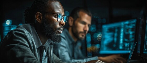 Innovation hub: navigating network challenges together. Investment trends. Diverse it experts addressing network security in the server room. Corporate finance. Stock market.