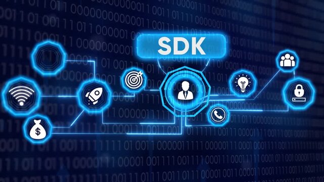 Software development kit interface with computer code data background