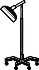 Black and white silhouette of a medical examination lamp isolated on white background