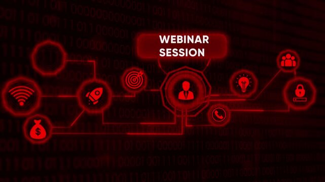 Webinar session with digital technology background loop animation