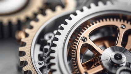 Close-up of intricate watch gears and mechanisms in a detailed macro shot