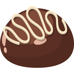 Chocolate Candy With White Icing Swirls On A Transparent Background