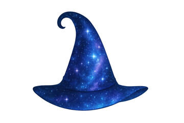 Fototapeta premium Wizard or witch hat designed with a cosmic galaxy texture, embodying magic, fantasy, and the celestial universe