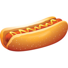 Classic Hot Dog with Mustard on a Sesame Seed Bun on a Transparent Background