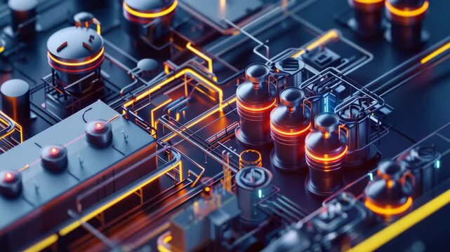 Advanced electronic circuit board with glowing pathways and intricate components
