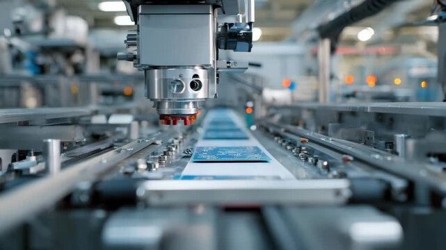 Medium shot of an inline quality inspection setup highlighting a camera capturing precise realtime printing details for flawless product quality control.