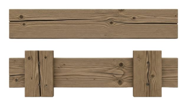 Wooden planks for construction workshop digital isolated on transparent background