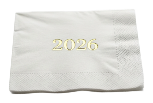Celebrating new year 2026 with festive napkins home product isolated on transparent background