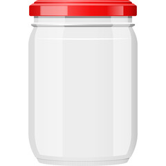Clear Glass Jar With Red Lid For Storage And Preservation Transparent Background Empty Container
