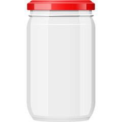 Clear Glass Jar With Red Lid Empty Transparent Background Object Illustration