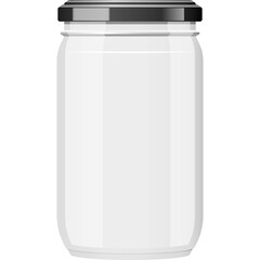 Clear Glass Jar with Silver Metal Lid Transparent Background Object