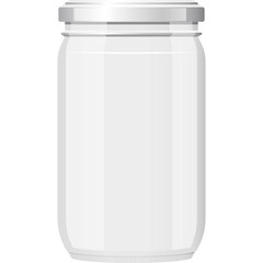Clear Glass Jar With White Lid On Transparent Background