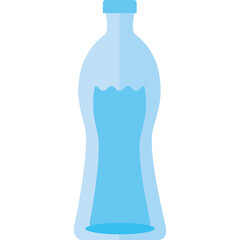 Clear Blue Plastic Water Bottle With Light Blue Liquid Inside And A Transparent Background Minimalist Graphic Design Vector Art
