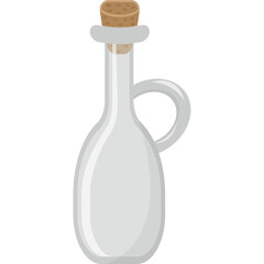 Clear Glass Bottle With Handle and Cork Stopper on Transparent Background