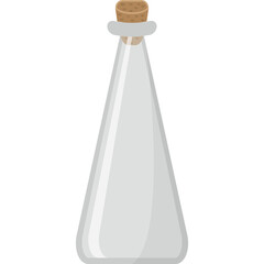 Clear Glass Bottle With Cork Stopper Isolated On White Background With Transparent Background And Copy Space For Text And Design Element