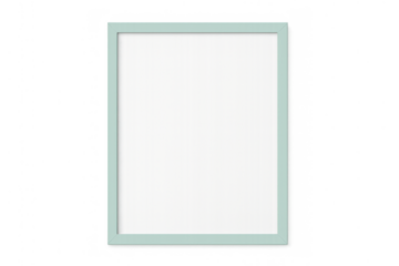 Vertical blank picture frame mockup with mint green border, empty template for content on transparent background